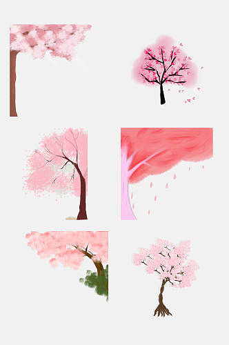 水彩唯美春季粉色樱花树免扣素材