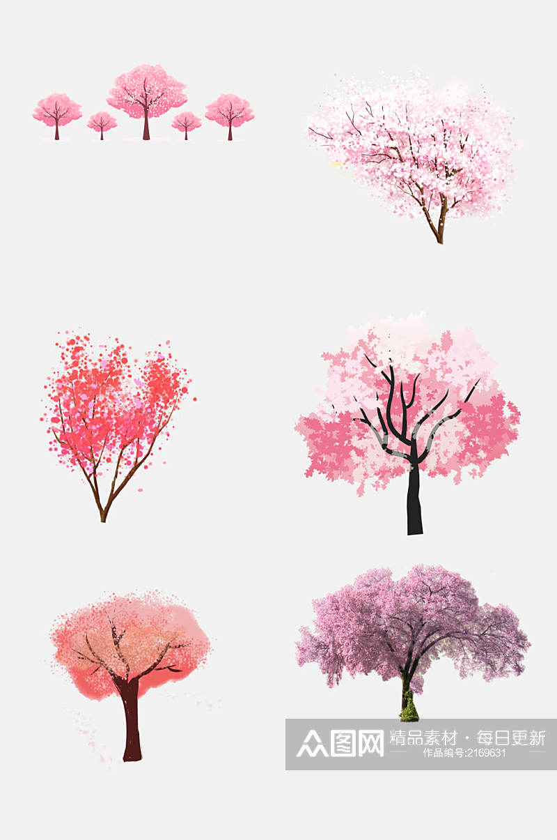清新唯美粉色樱花树免扣素材素材