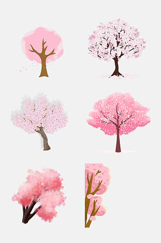 水彩春季粉色樱花树免扣素材