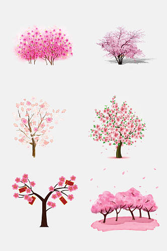 唯美粉色樱植物花卉花树免扣素材