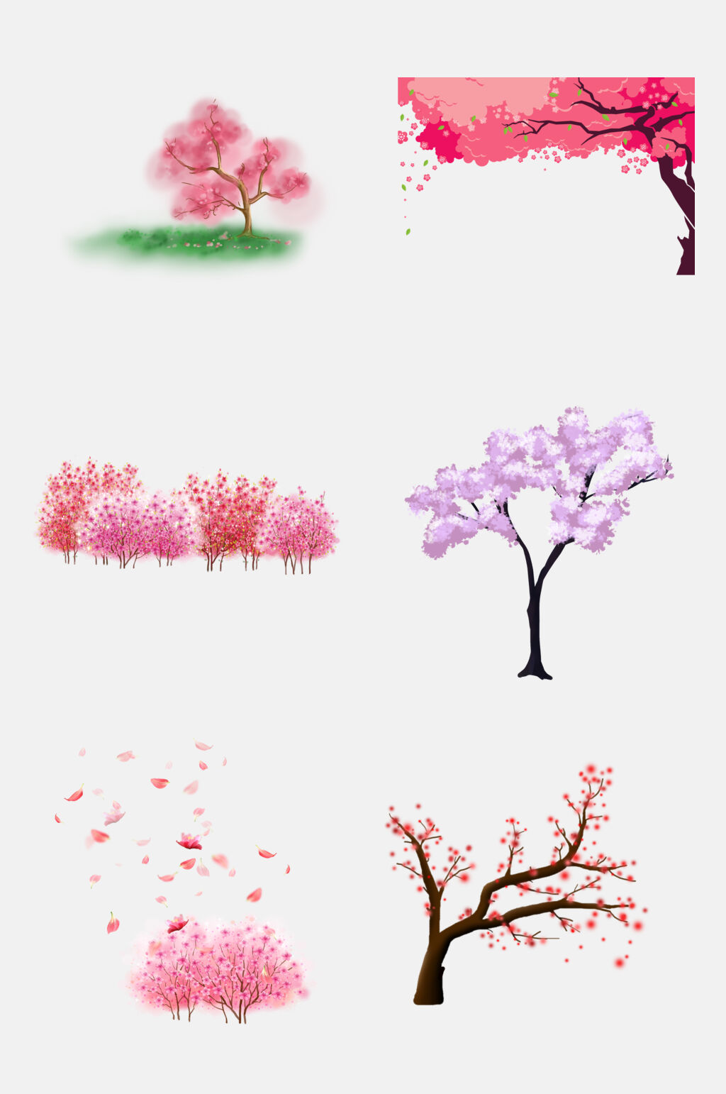 清新粉色花海樱花树免扣素材素材
