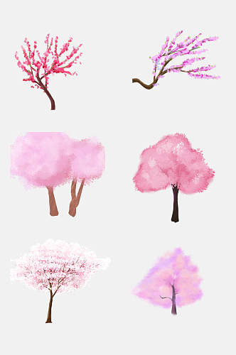 简约粉色赏花樱花树免扣素材