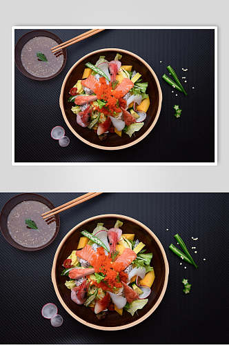 招牌蔬菜水果沙拉日式料理摄影图