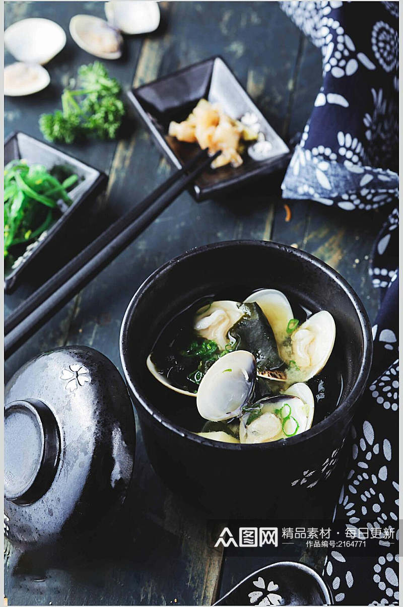鲜香美味花甲汤日式料理摄影图片素材