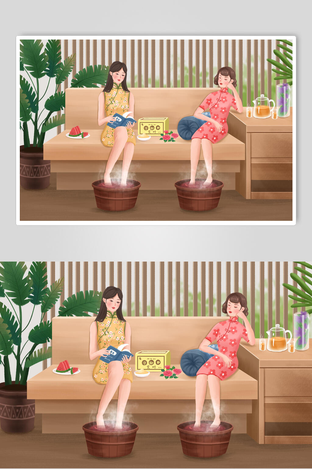 精致旧上海女性插画素材素材