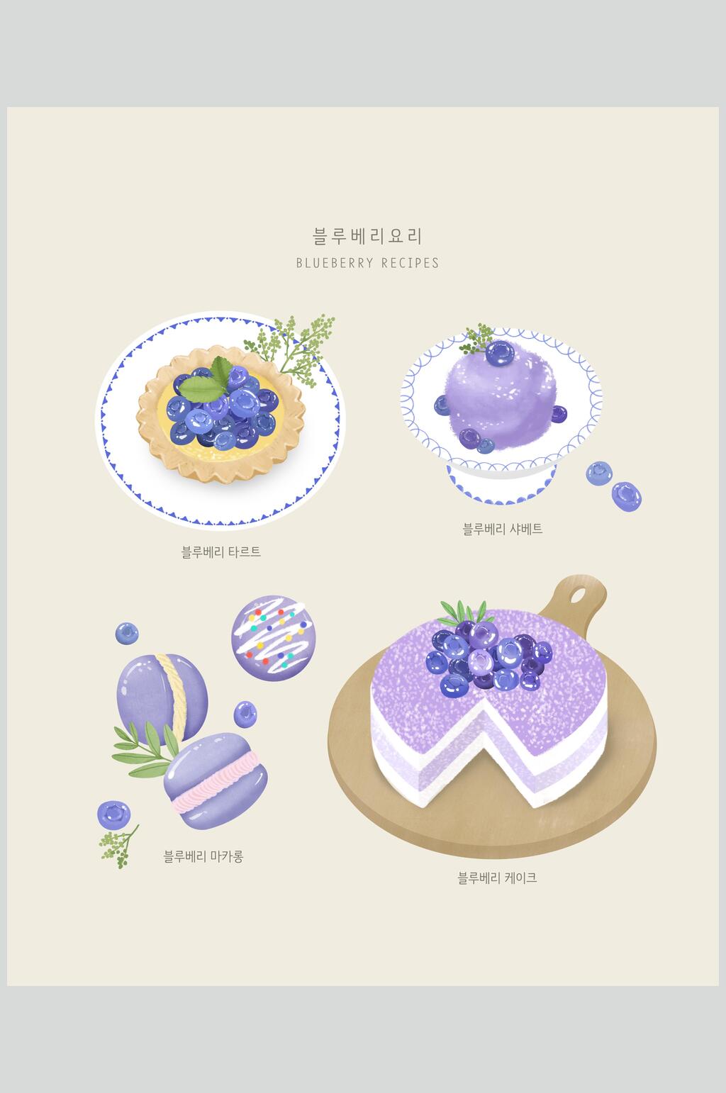 蓝莓蛋糕美食元素素材