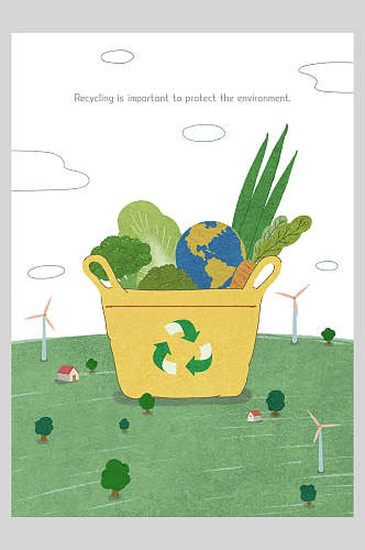废物循环利用环境保护插画