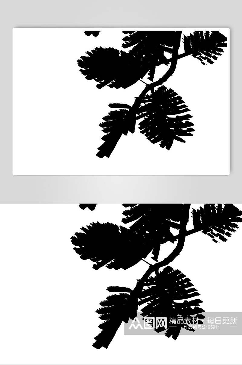 黑白树枝植物树叶影子素材素材