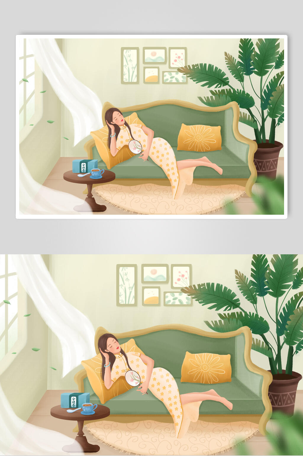 民国风优雅旧上海女性插画素材素材