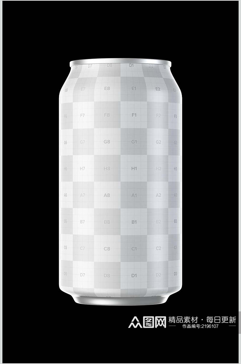 灰白格子易拉罐饮料瓶样机效果图素材