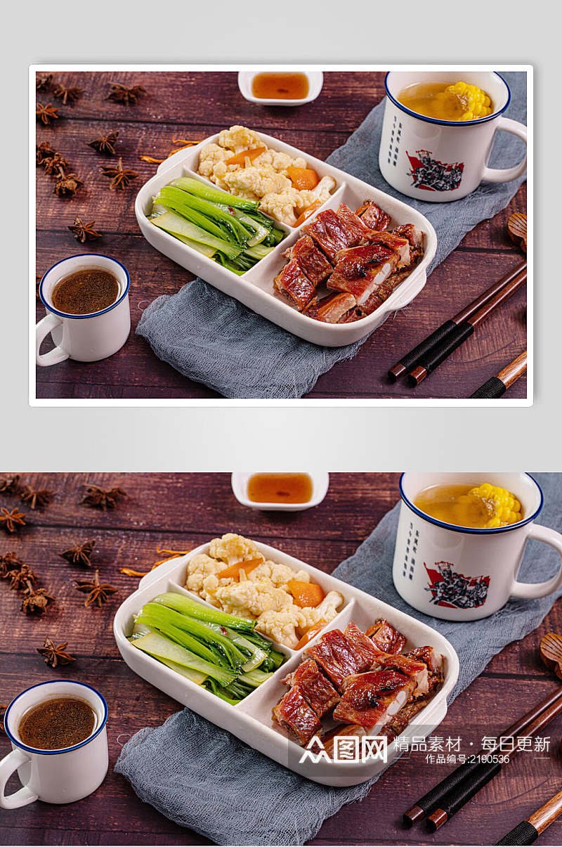 新鲜米饭套餐摄影图片素材