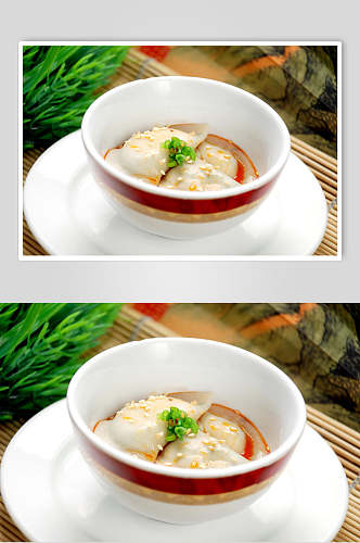 红油水饺位摄影图片