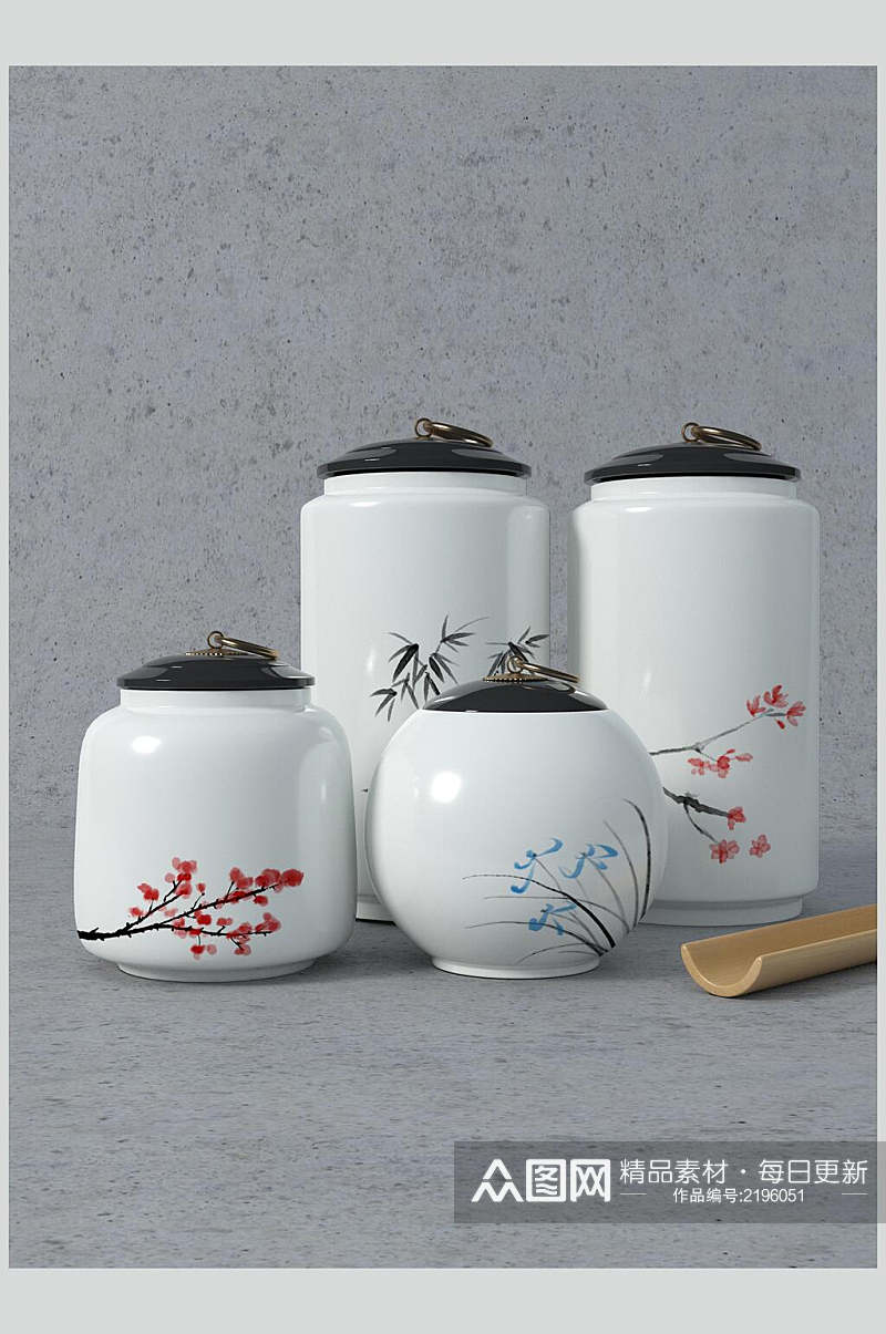 陶瓷包装茶叶茶具样机效果图素材