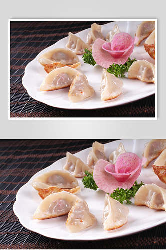 小吃羊血煎饺食物图片