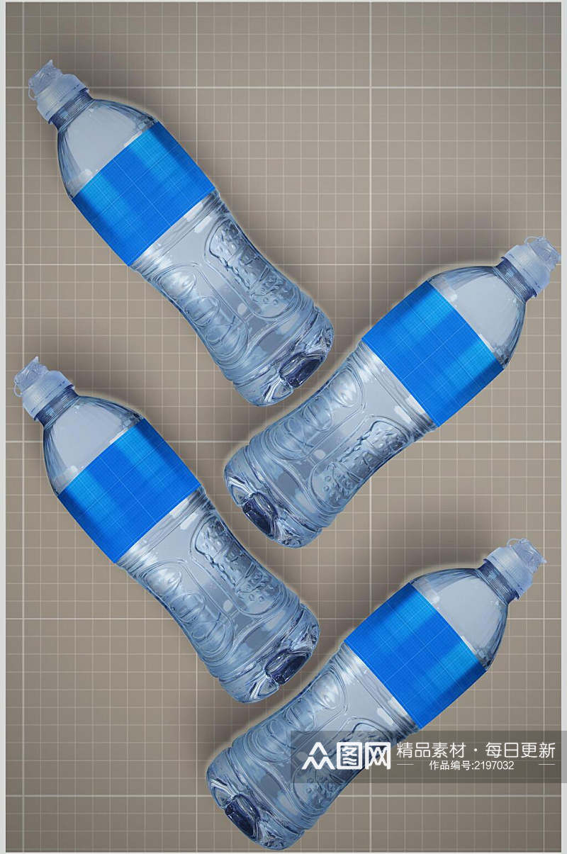 蓝色矿泉水瓶样机效果图素材