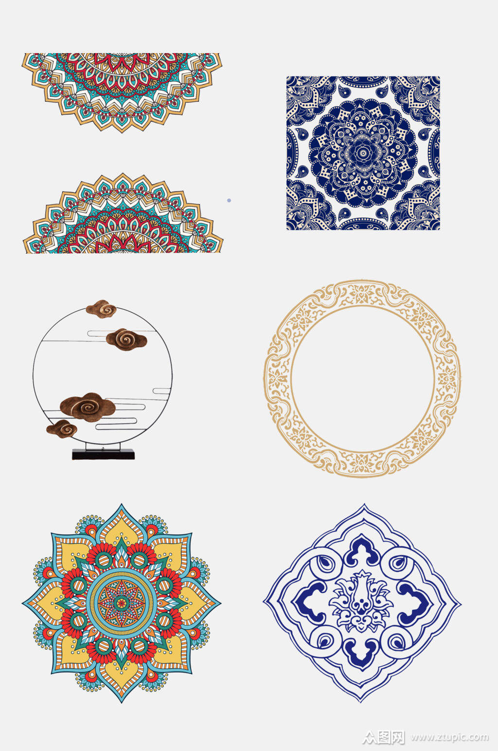 中式古风花纹图案免抠元素素材