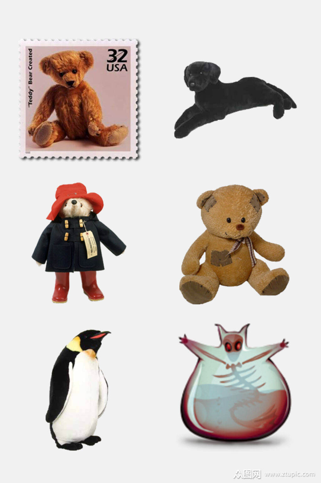 卡通动物布娃娃免抠元素