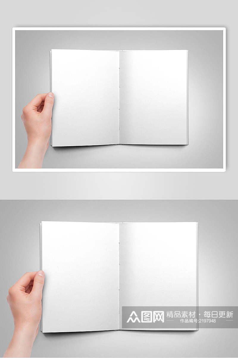 简洁白色硬壳书籍书本封面样机效果图素材