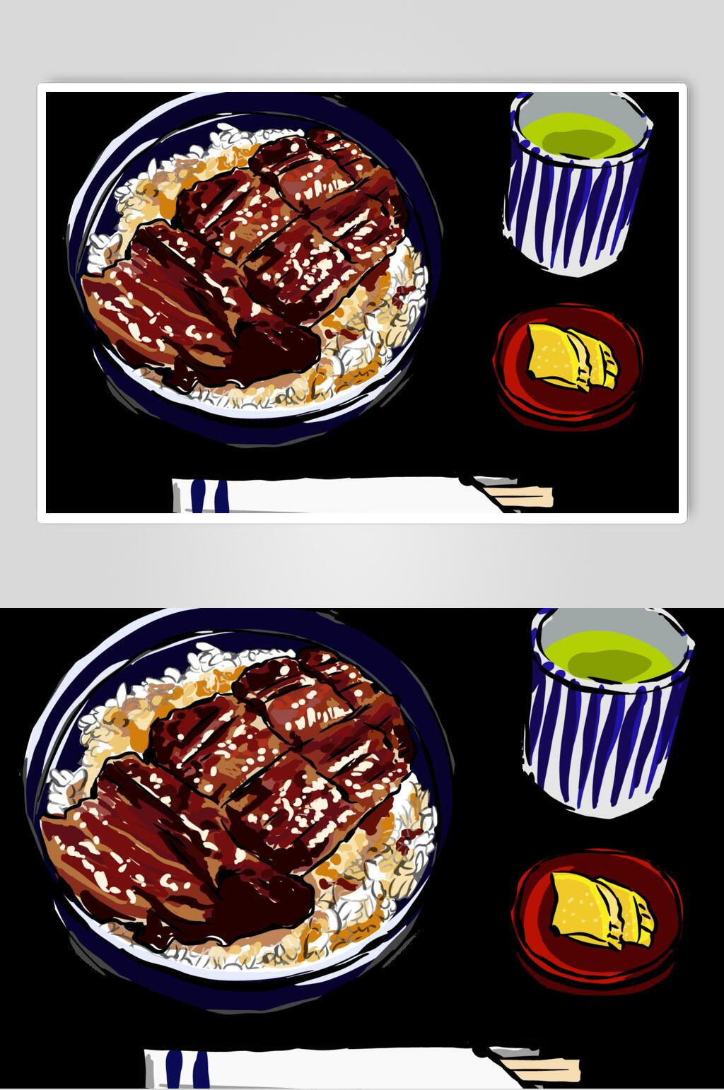 红烧肉日式食物矢量素材素材