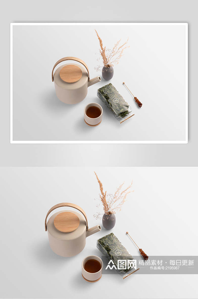 简约茶道茶叶品牌整套VI样机效果图素材