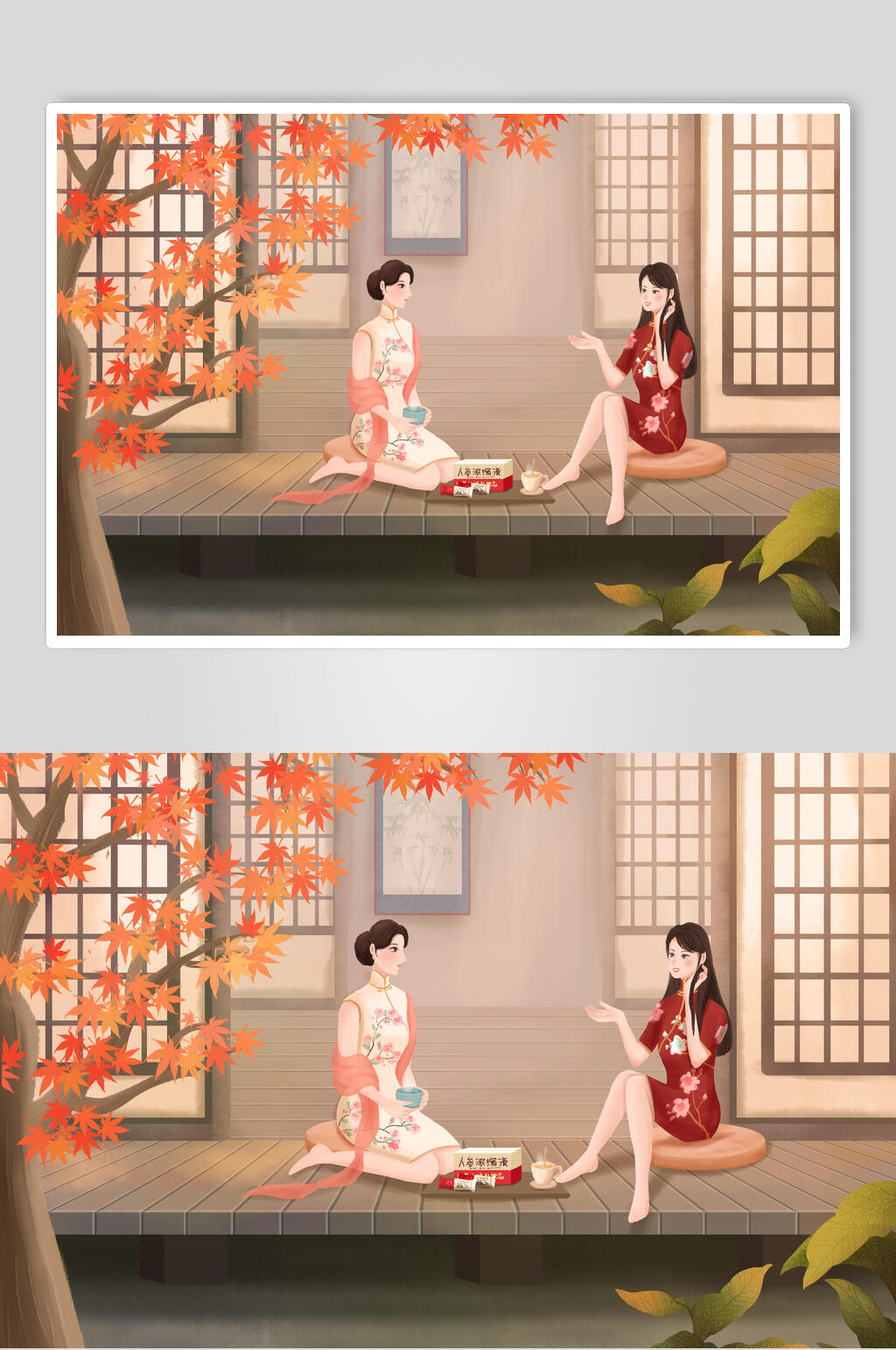 旧上海女性插画素材素材