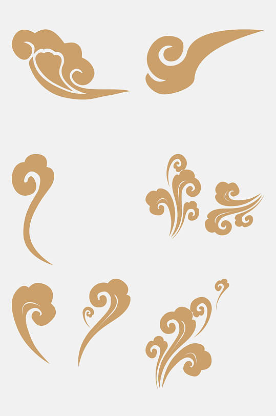 国潮精致金色云纹祥云免抠元素
