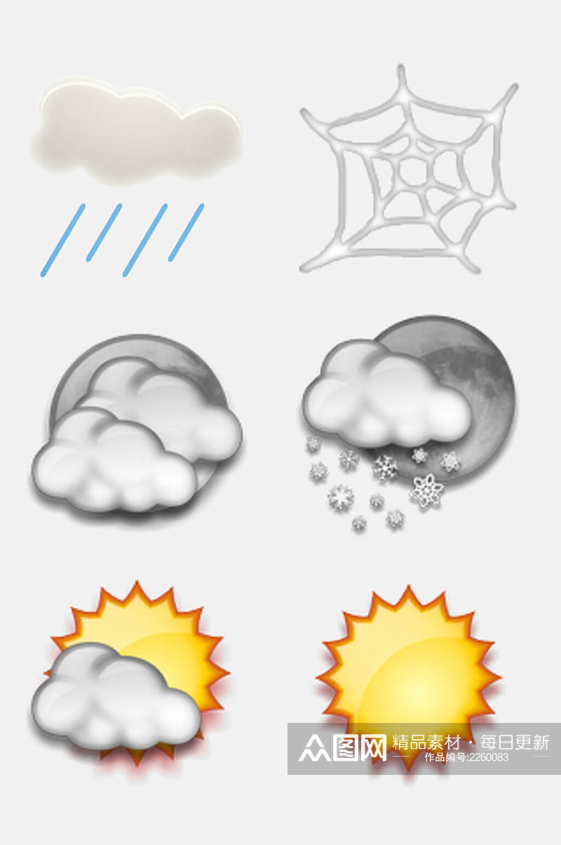 卡通天气云雨图标免抠元素素材