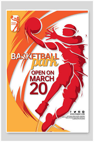 双色创意篮球运动宣传海报