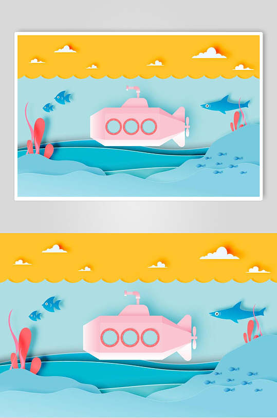 飞机旅行夏季海滩插画素材