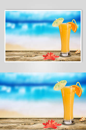 海洋风橙汁饮料冷饮食物高清图片