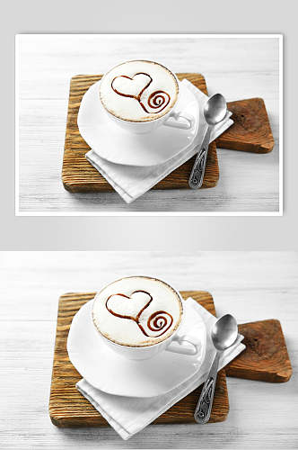 创意爱心拉花咖啡海报食品摄影图片