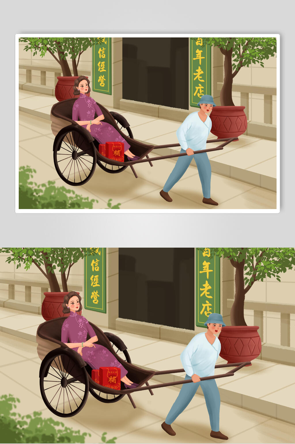 民国风旧上海女性插画素材素材
