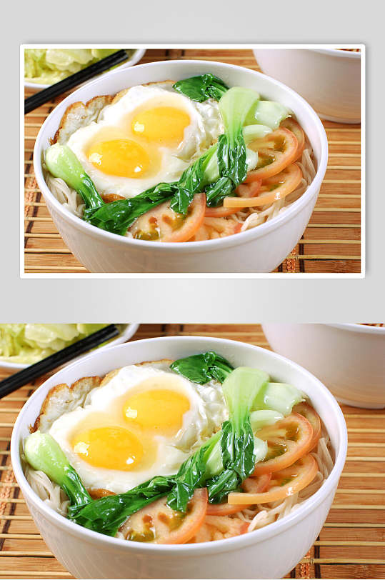 番茄煎蛋面美食摄影图片
