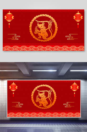红金新年春节海报背景素材