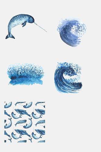 水彩海底动物水母免抠元素