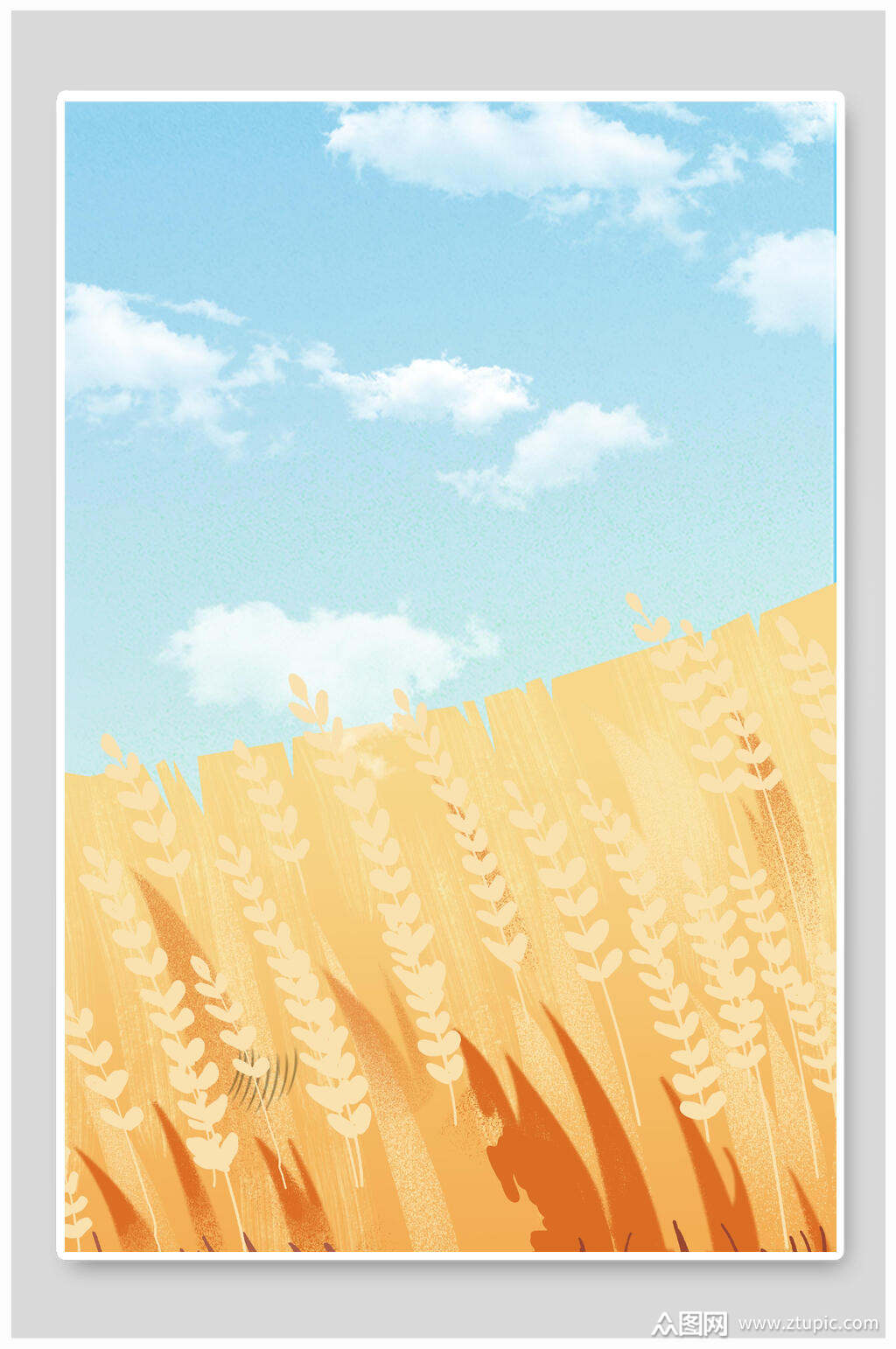 水彩麦穗夏季背景素材