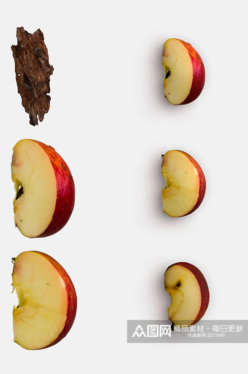 清新切块苹果树皮植物模型免抠元素素材