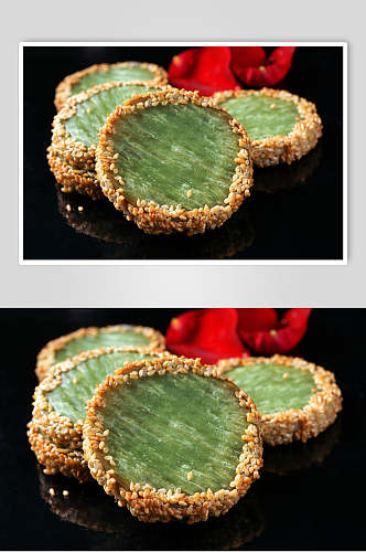 精品主食绿茶佛饼美食高清图片