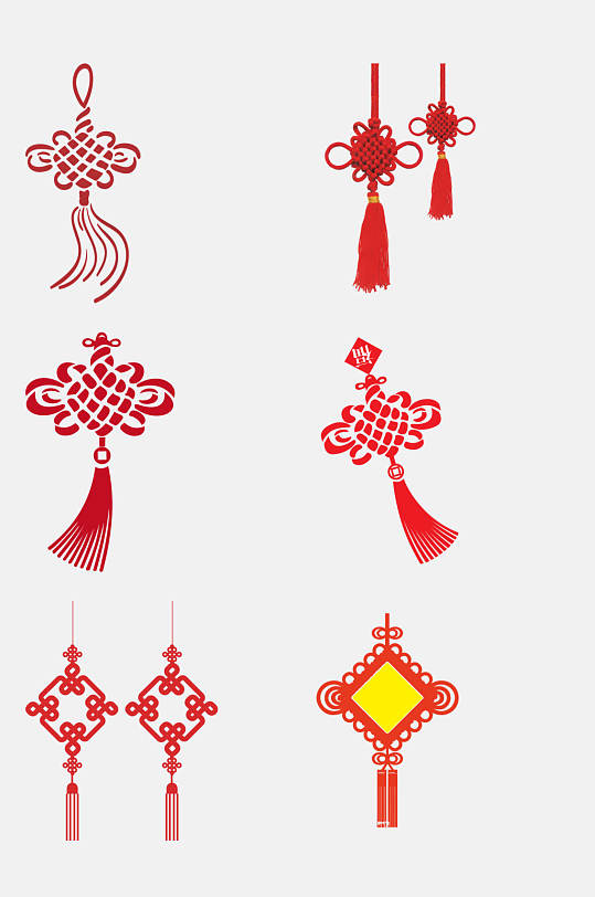 红色大气中国结免抠元素