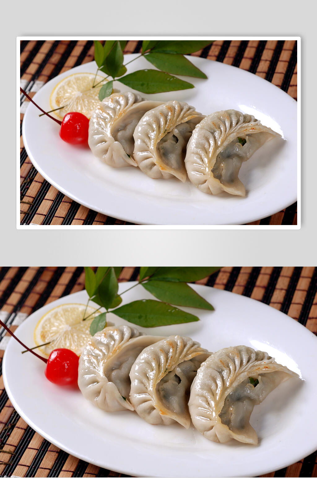 大点香煎韭菜饺食品高清图片素材