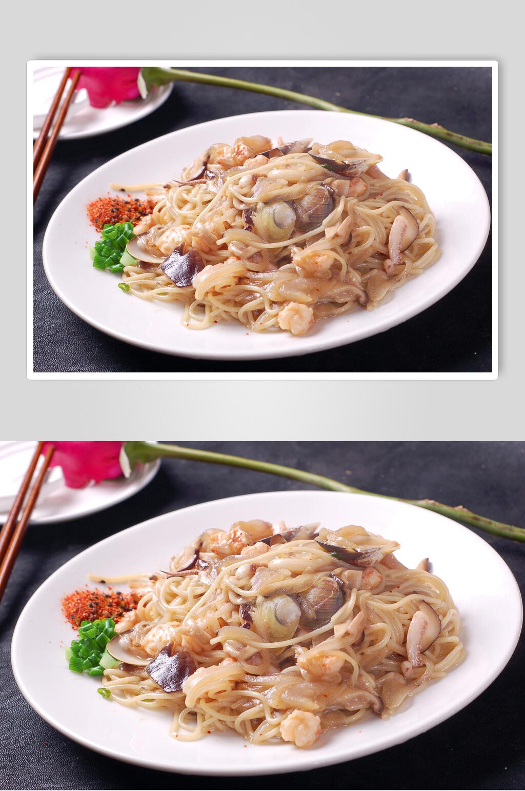 煮物海鲜炒拉面美食摄影图片素材