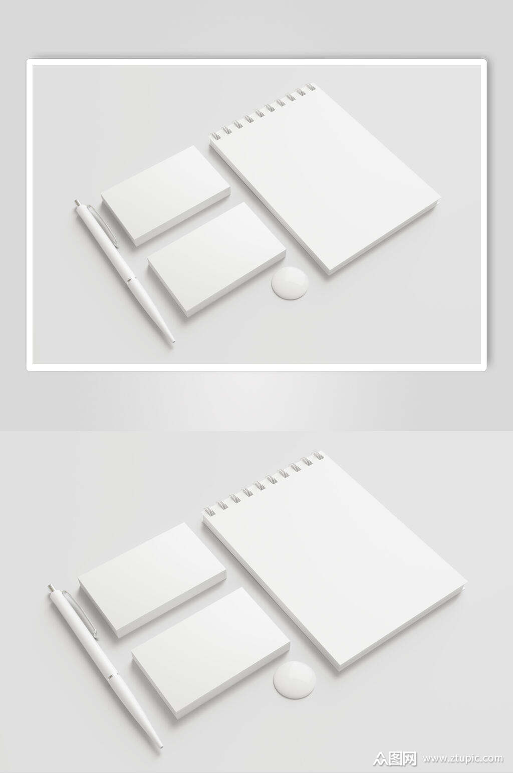 笔记本名片签字笔办公用品整套vi样机效果图素材