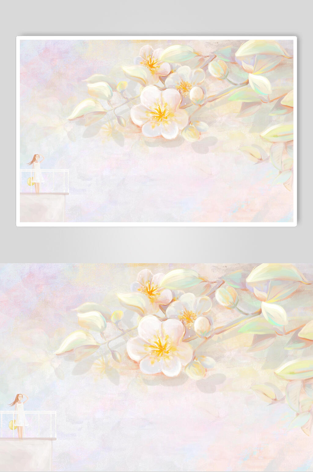 渐变鲜花花卉插画素材素材