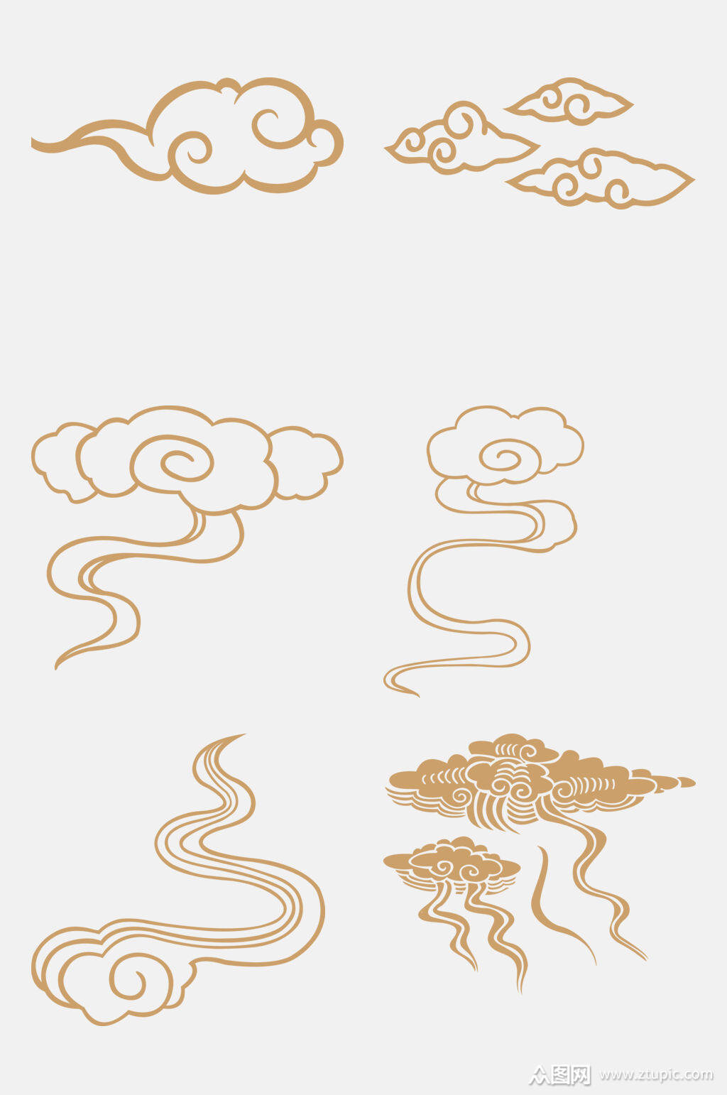 简约手绘精致云纹祥云免抠元素模板下载-编号2259563-众图网