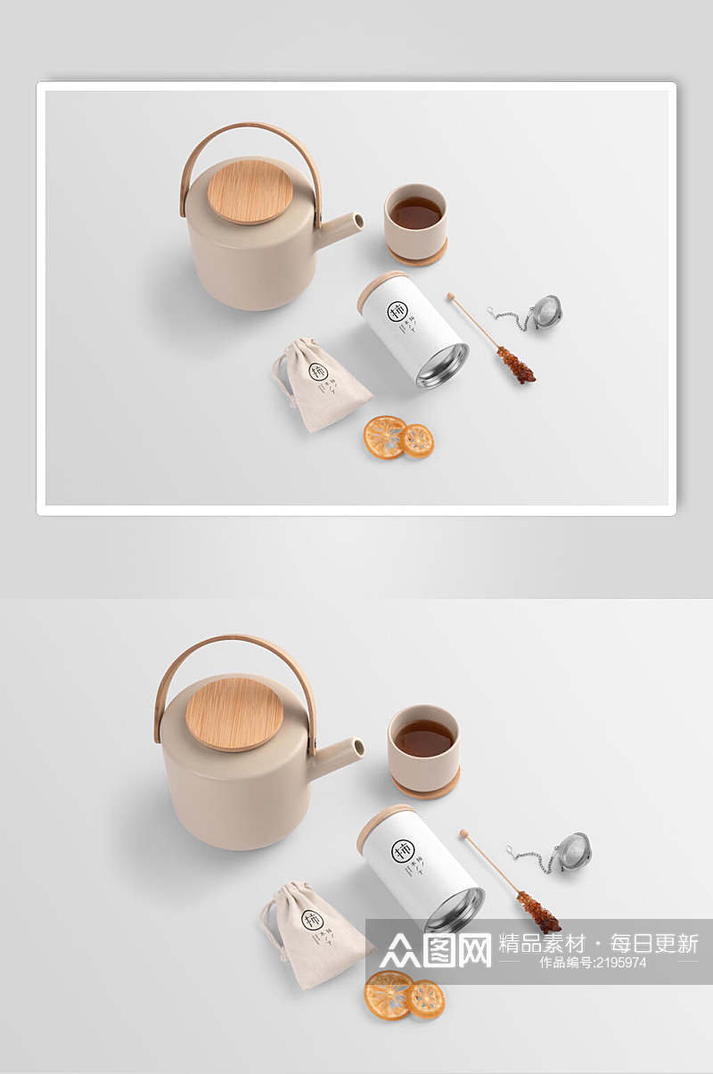 茶文化茶叶品牌整套VI样机效果图素材
