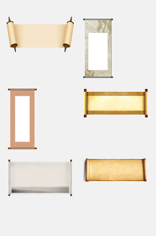 极简卷轴免抠元素素材