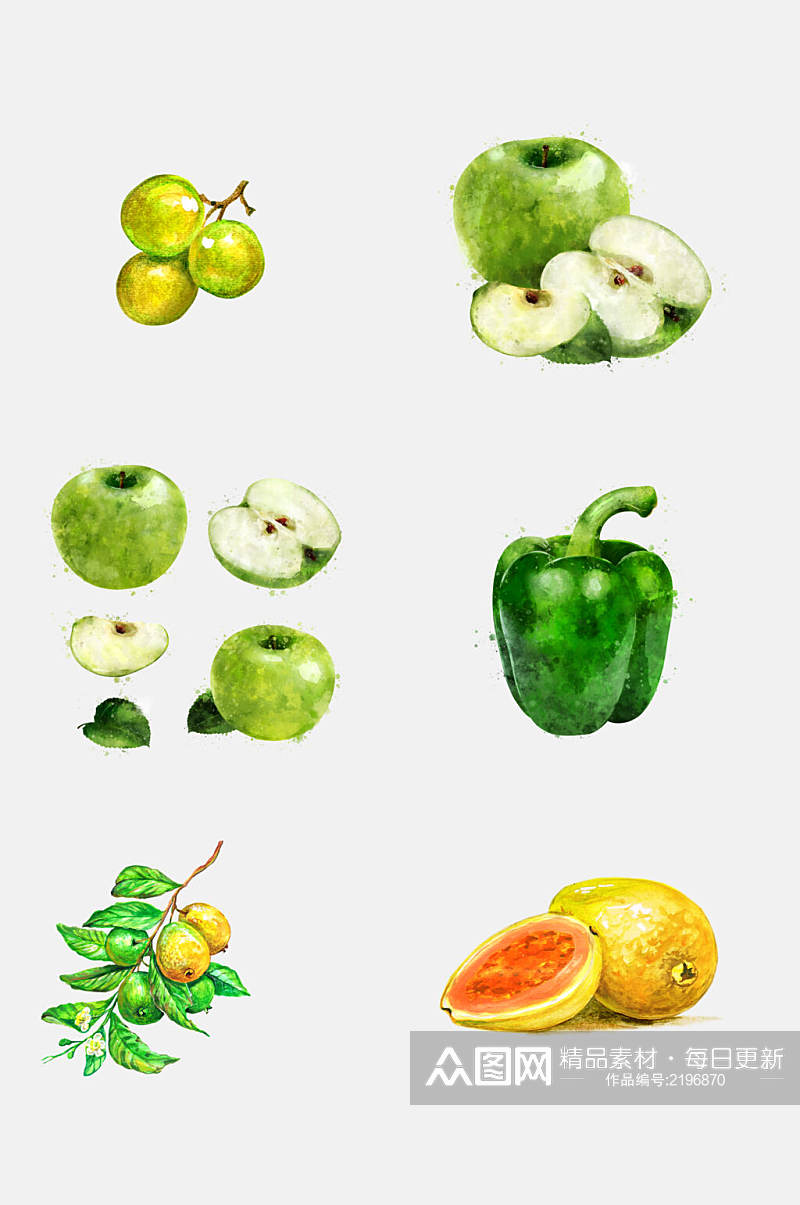 清新绿色蔬果免抠素材素材