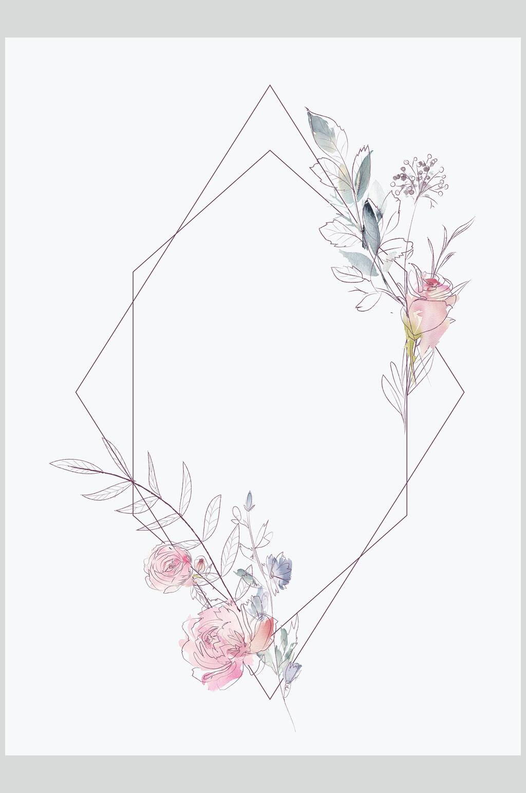 简洁手绘水彩花卉素材素材