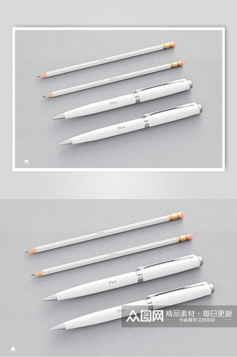 时尚感铅笔钢笔笔样机素材