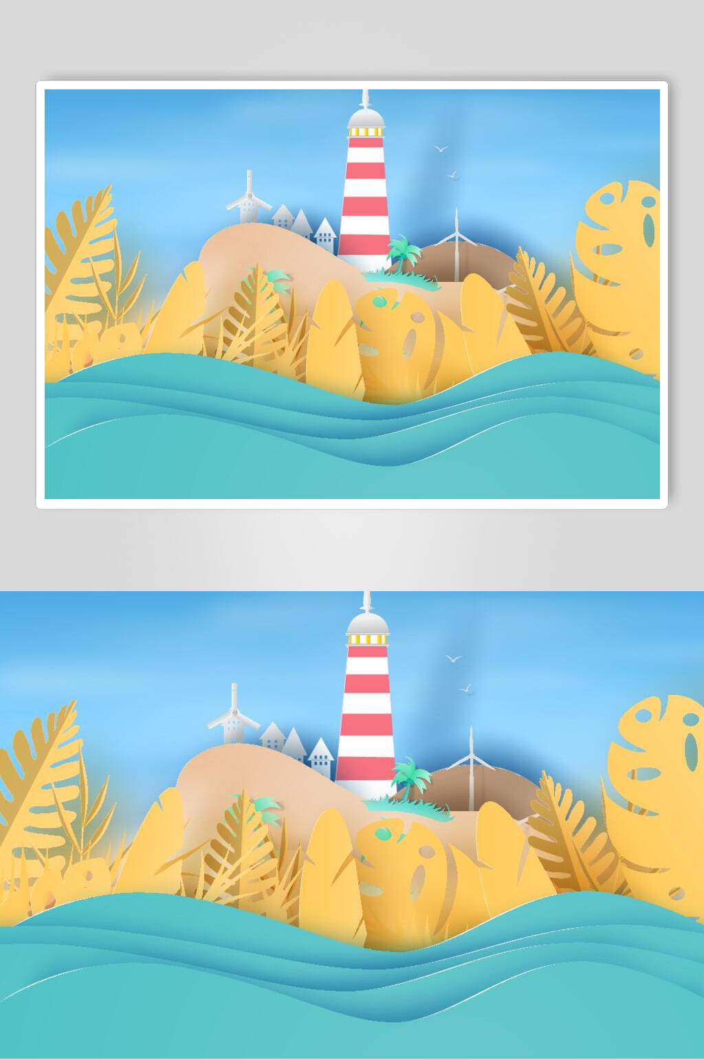 植物夏季海滩插画素材素材